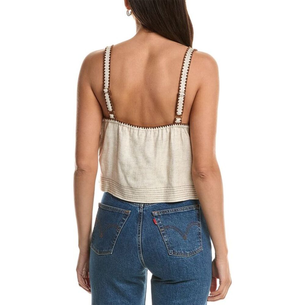 Ramy Brook Womens Sasha Linen-Blend Top, Brown - Picture 2 of 3